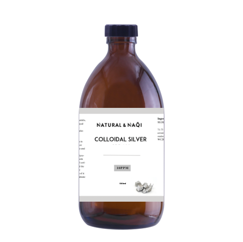 Colloidal Silver Bottle (10ppm) 500ml (capped) Natural and Naqi