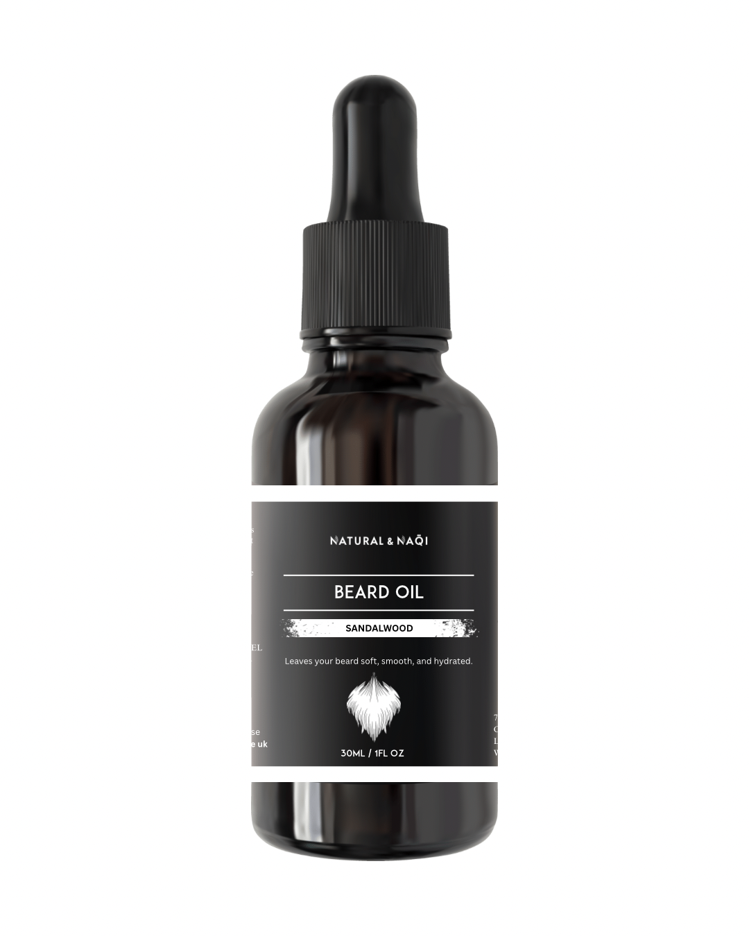 Mens Sandalwood Beard Oil 30ml Organic Cold Pressed - Natural and Naqi
